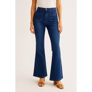 Anthropologie PILCRO The Icon Flare Jeans 30 High Rise‎ Denim Patch Pockets